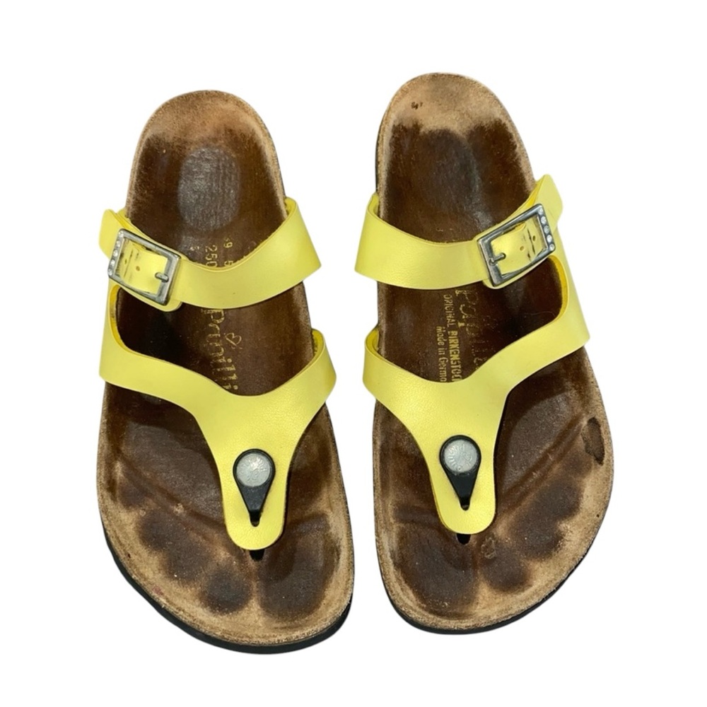 Birkenstock Papillio Yellow Thong Sandals Rhinestone Buckle EU 39